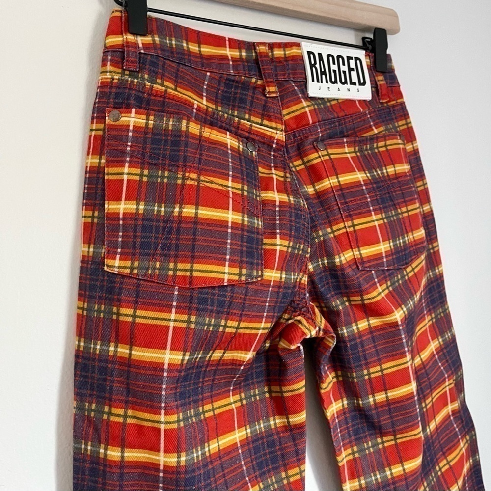NWT The Ragged Priest Ragged Jeans Register Flare Jeans in Red Checkers‎ Size 24 - Picture 8 of 14